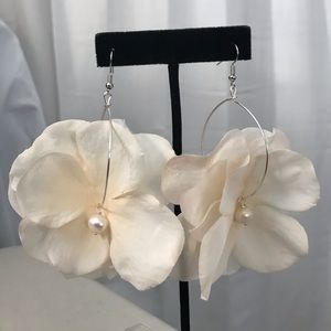 Light Pink Hydrangea Asymmetrical Earrings
